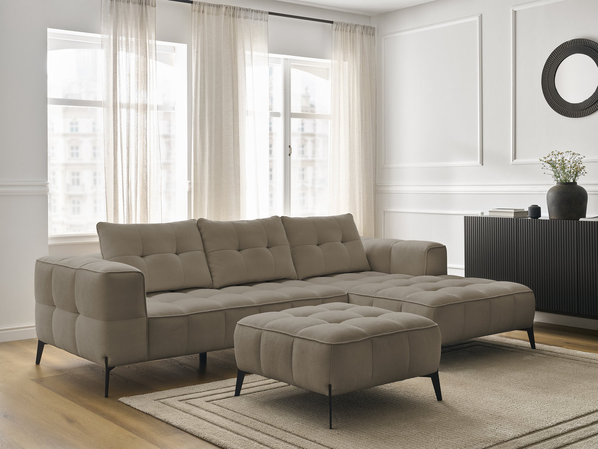 Canapé d'angle ANIS texturé avec pouf taupe — vue 6