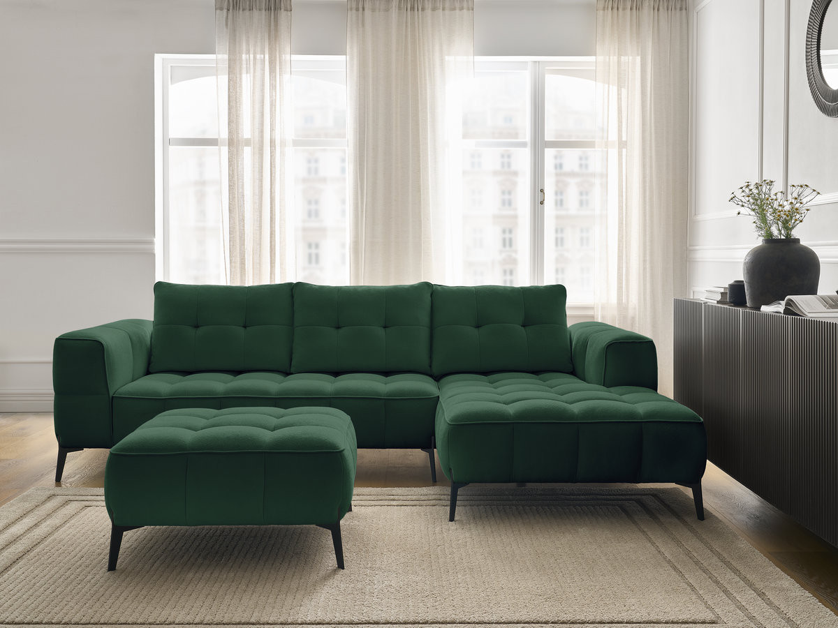 Canapé d'angle ANIS texturé avec pouf vert — vue 5