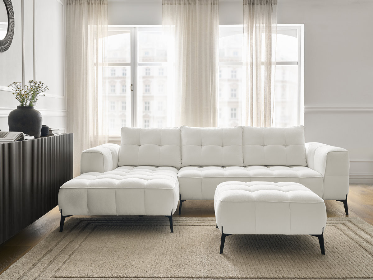 Canapé d'angle ANIS texturé avec pouf blanc — vue 5