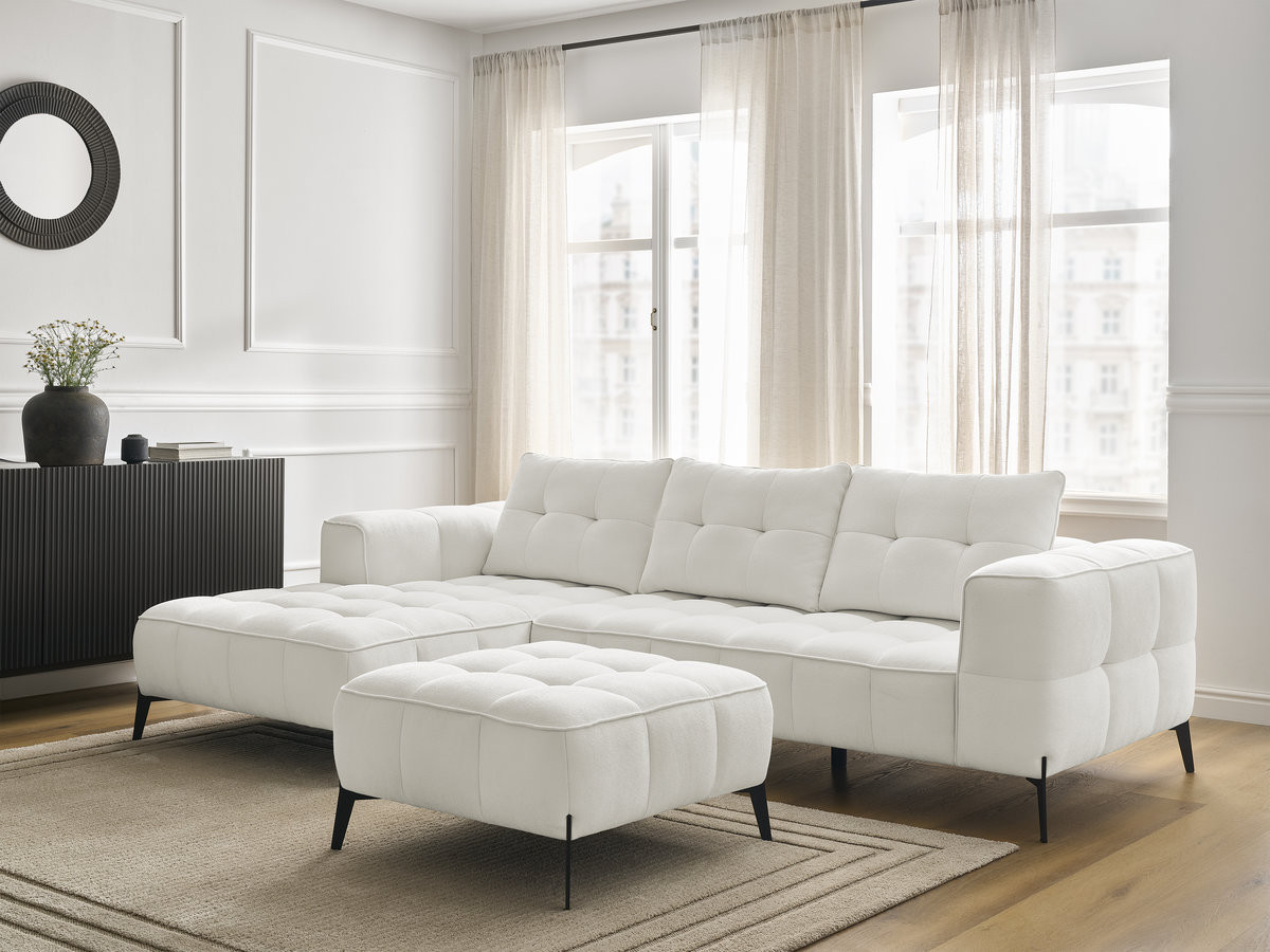 Canapé d'angle ANIS texturé avec pouf blanc — vue 6