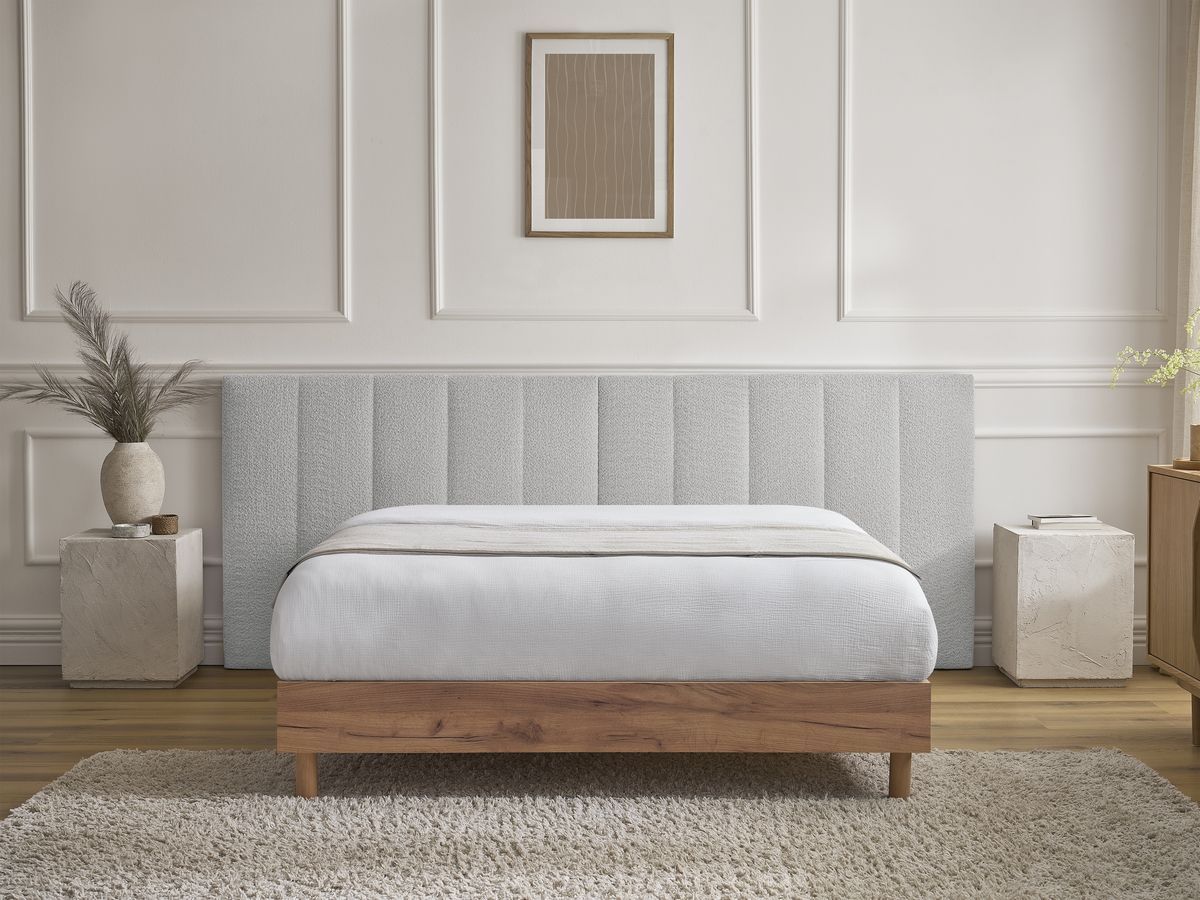 Lit TIMO bois clair avec lattes massives gris — vue 4