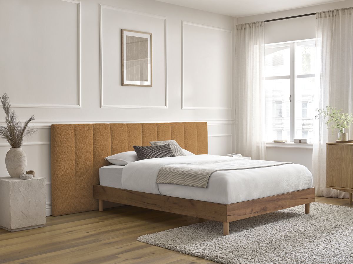 Lit TIMO bois clair avec lattes massives jaune