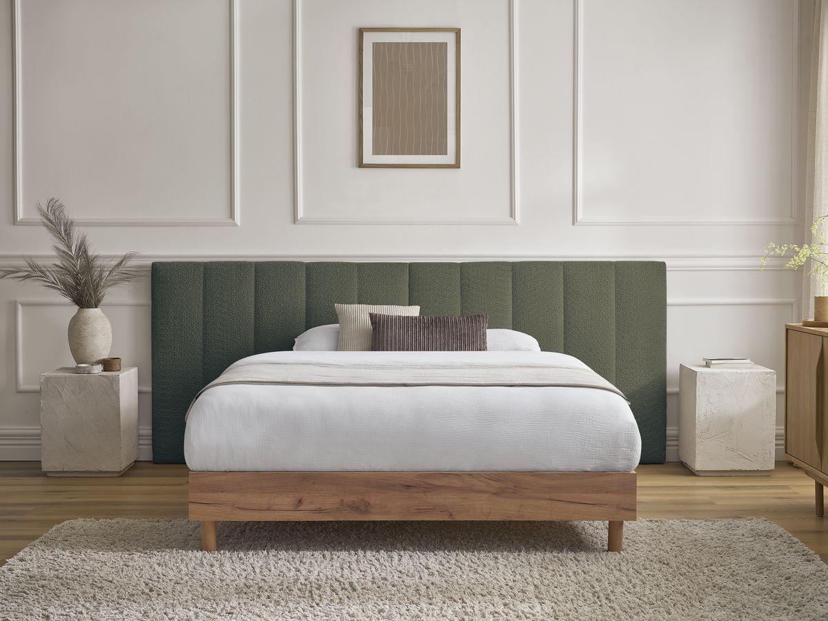 Lit TIMO bois clair avec lattes massives vert — vue 5