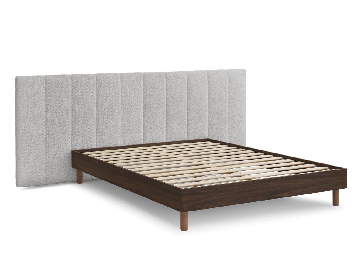 timo donkerhouten bed met massieve lattenbodem gekleurd grijs