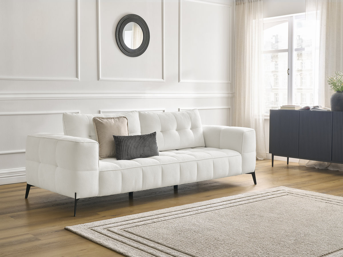 Canapé droit 3 places ANIS texturé blanc