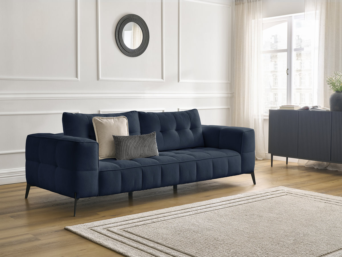 Canapé droit 3 places ANIS texturé bleu