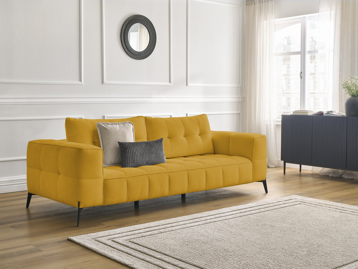 Canapé droit 3 places ANIS texturé jaune