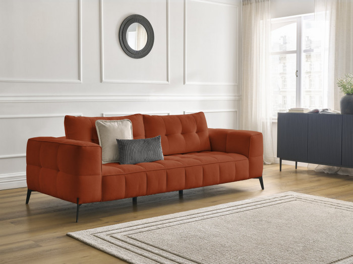 Canapé droit fixe 3 places ANIS tissu texturé