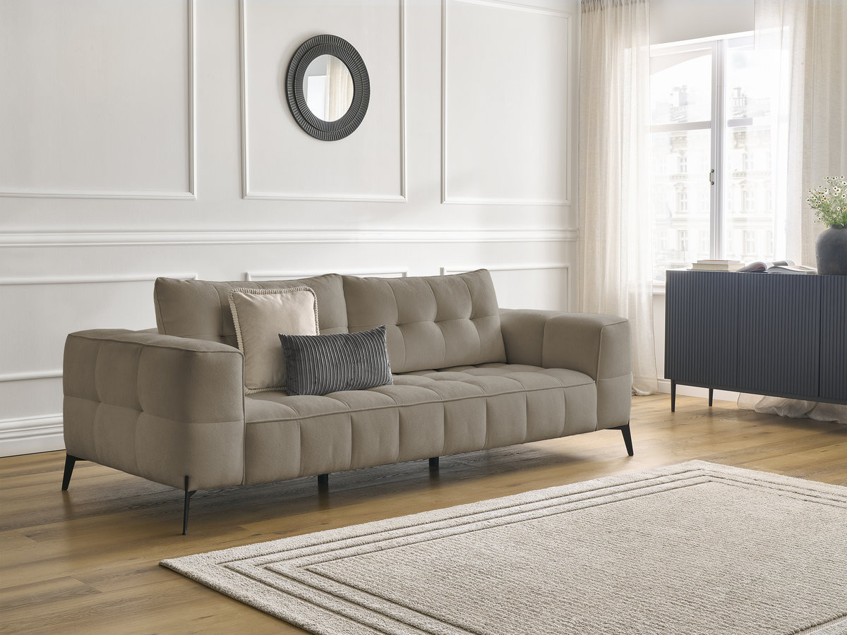 Canapé droit 3 places ANIS texturé taupe