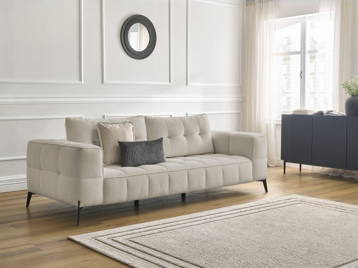 Canapé droit 3 places ANIS texturé beige