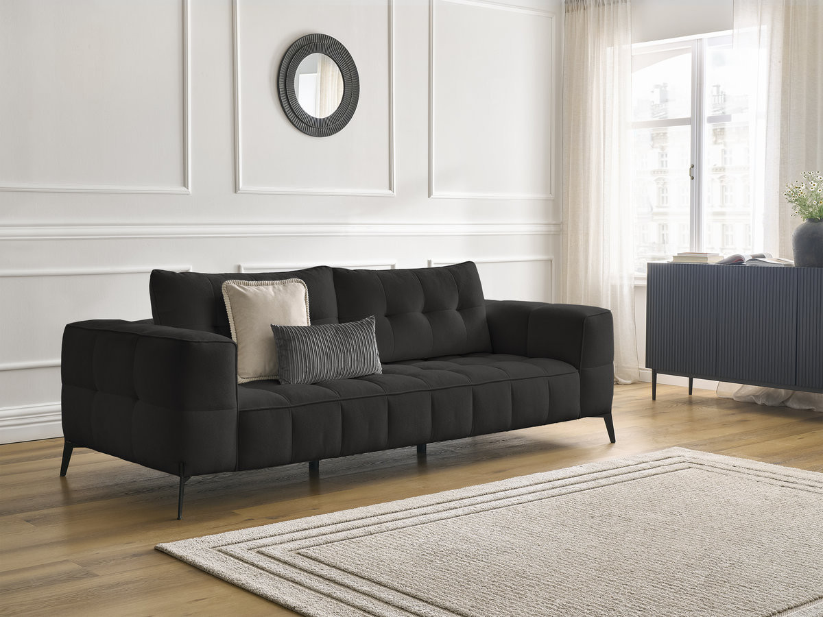 Canapé droit 3 places ANIS texturé noir