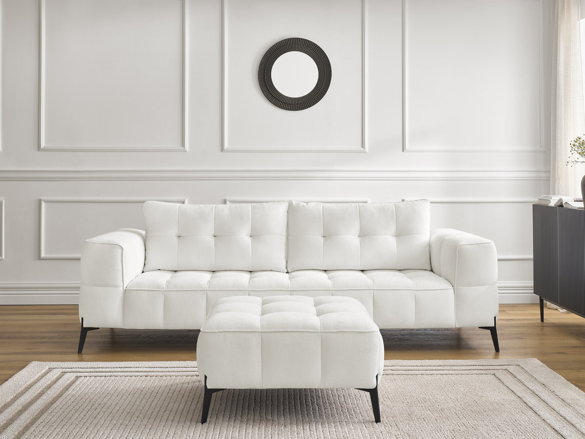 Canapé droit 3 places ANIS texturé avec pouf blanc — vue 5