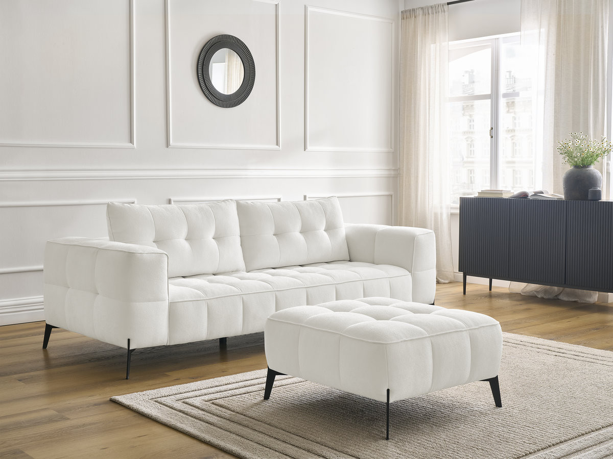 Canapé droit 3 places ANIS texturé avec pouf blanc — vue 6