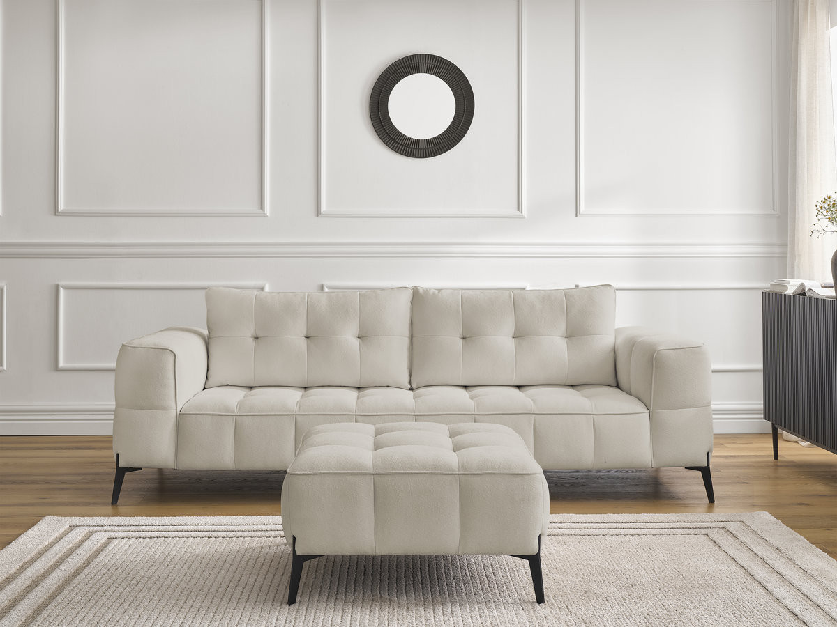 Canapé droit 3 places ANIS texturé avec pouf beige — vue 5