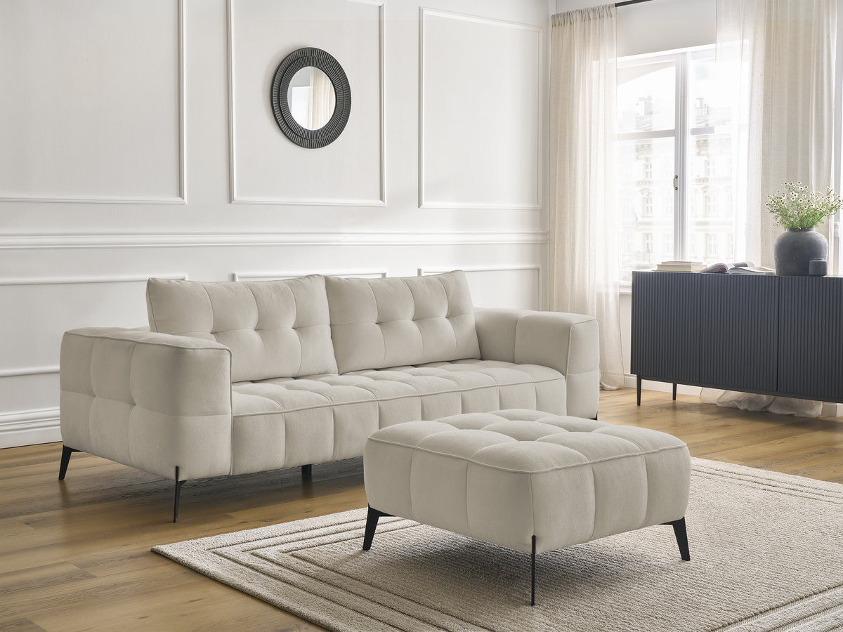 Canapé droit 3 places ANIS texturé avec pouf beige — vue 6