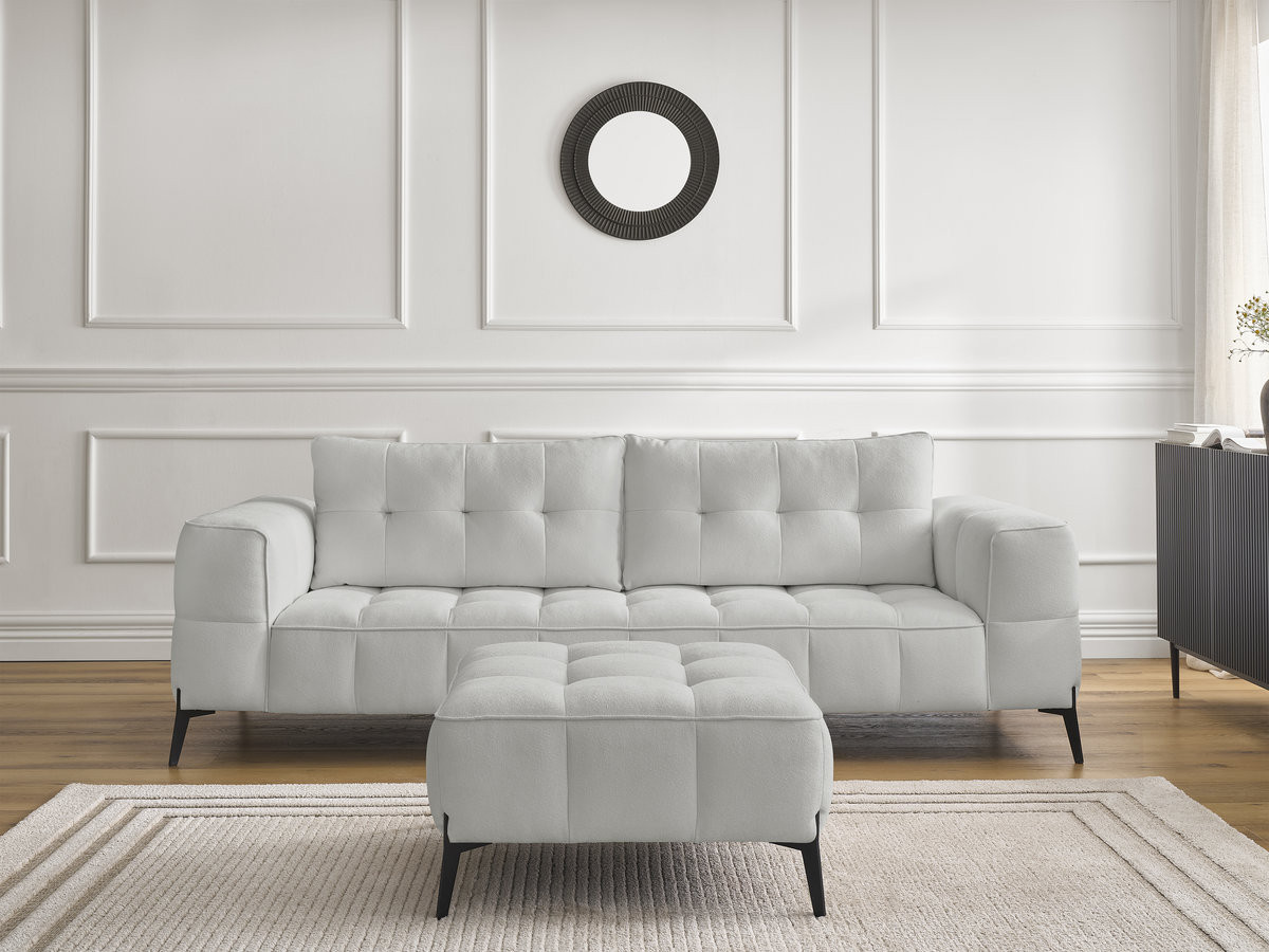 Canapé droit 3 places ANIS texturé avec pouf gris clair — vue 5