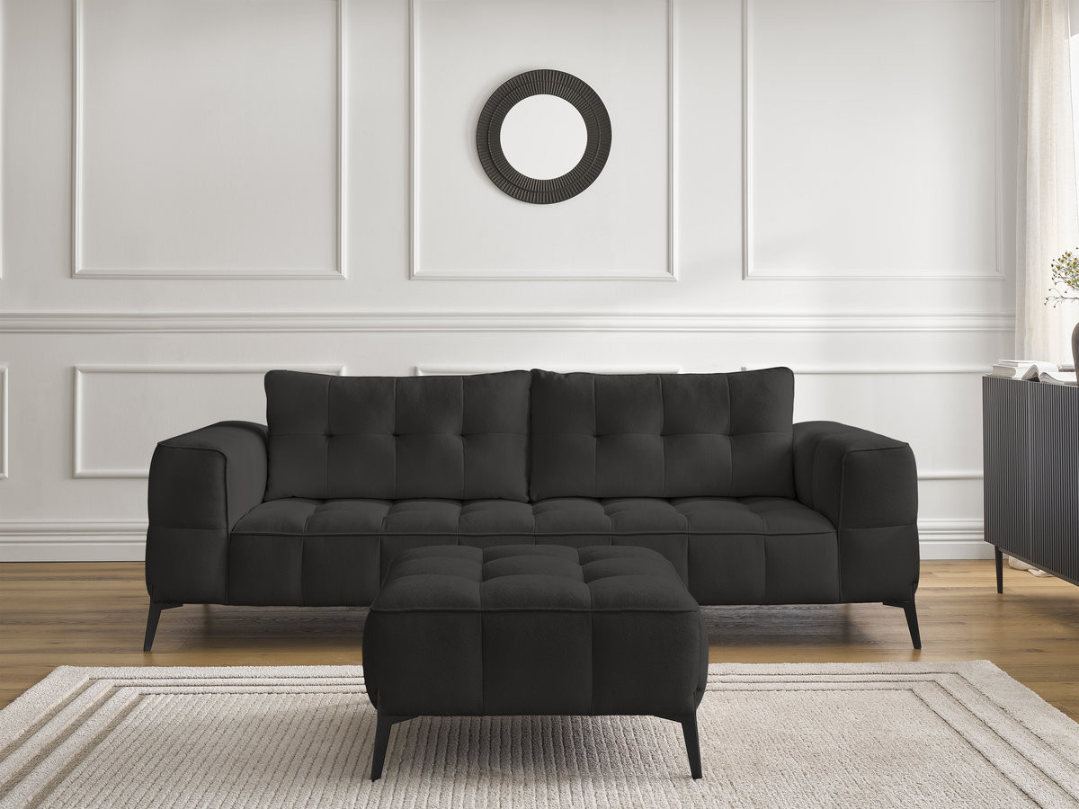 Canapé droit 3 places ANIS texturé avec pouf noir — vue 5