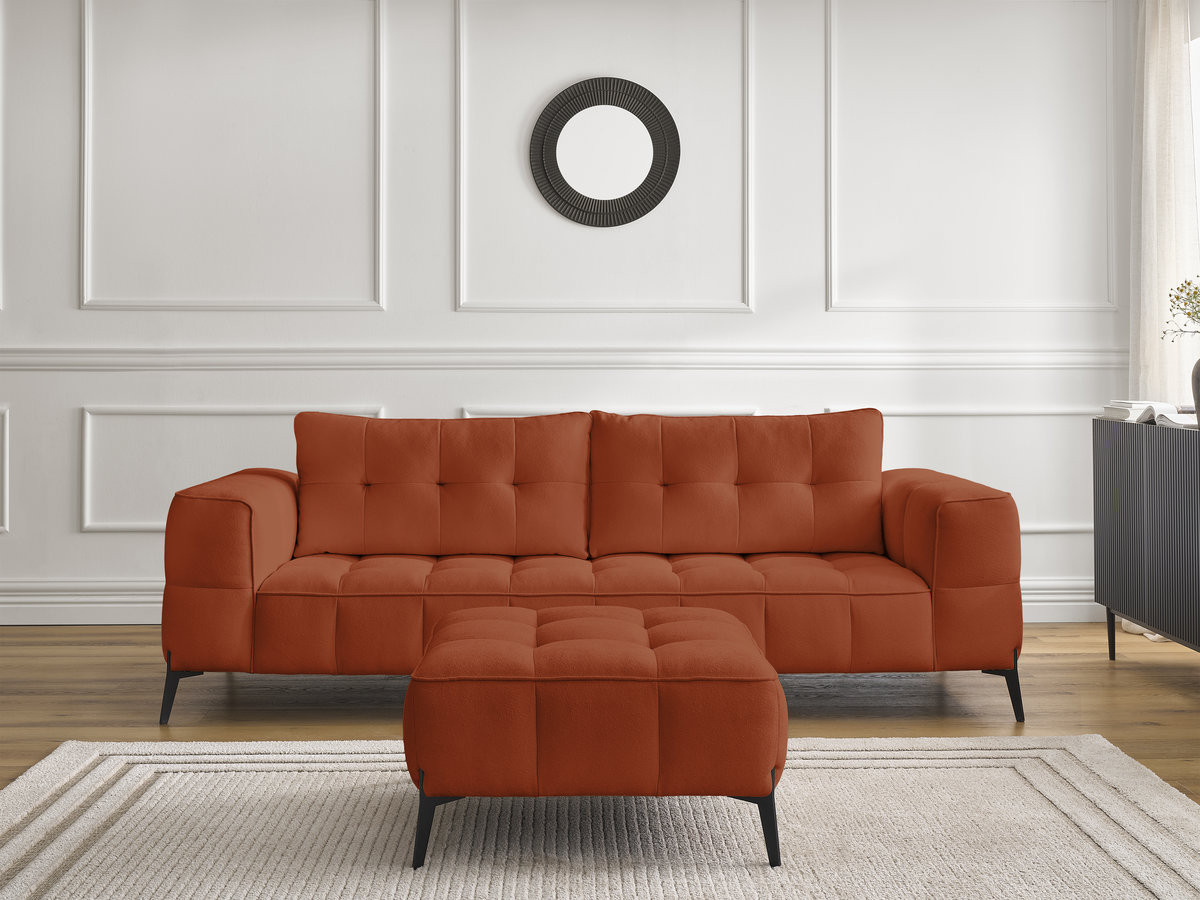 Canapé droit 3 places ANIS texturé avec pouf orange — vue 5