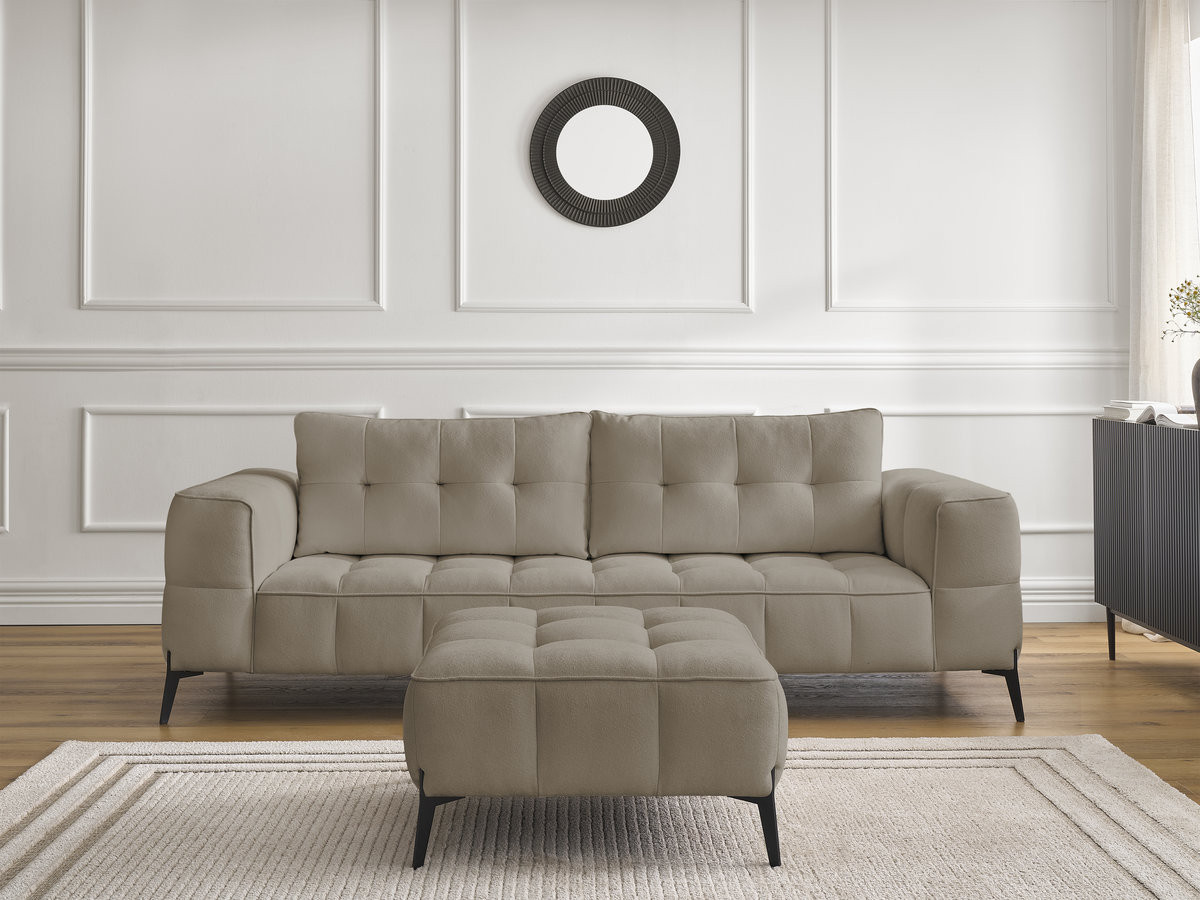 Canapé droit 3 places ANIS texturé avec pouf taupe — vue 5