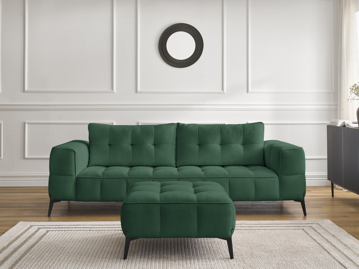 Canapé droit 3 places ANIS texturé avec pouf vert — vue 5