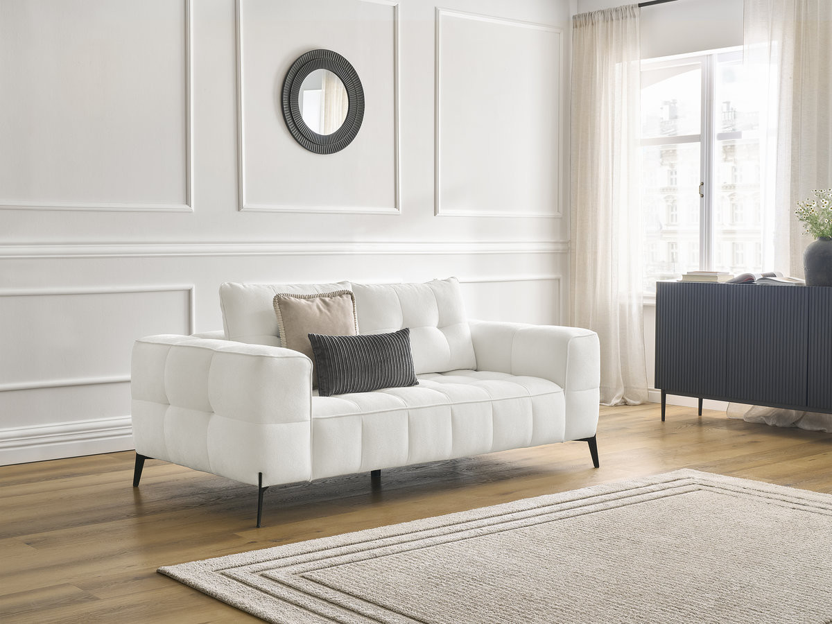 Canapé droit 2 places ANIS texturé blanc