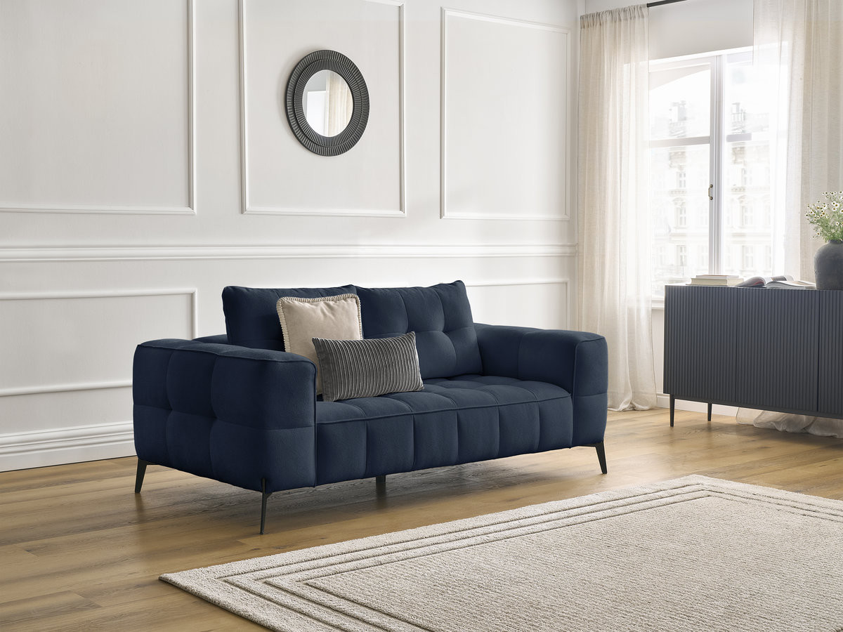 Canapé droit 2 places ANIS texturé bleu