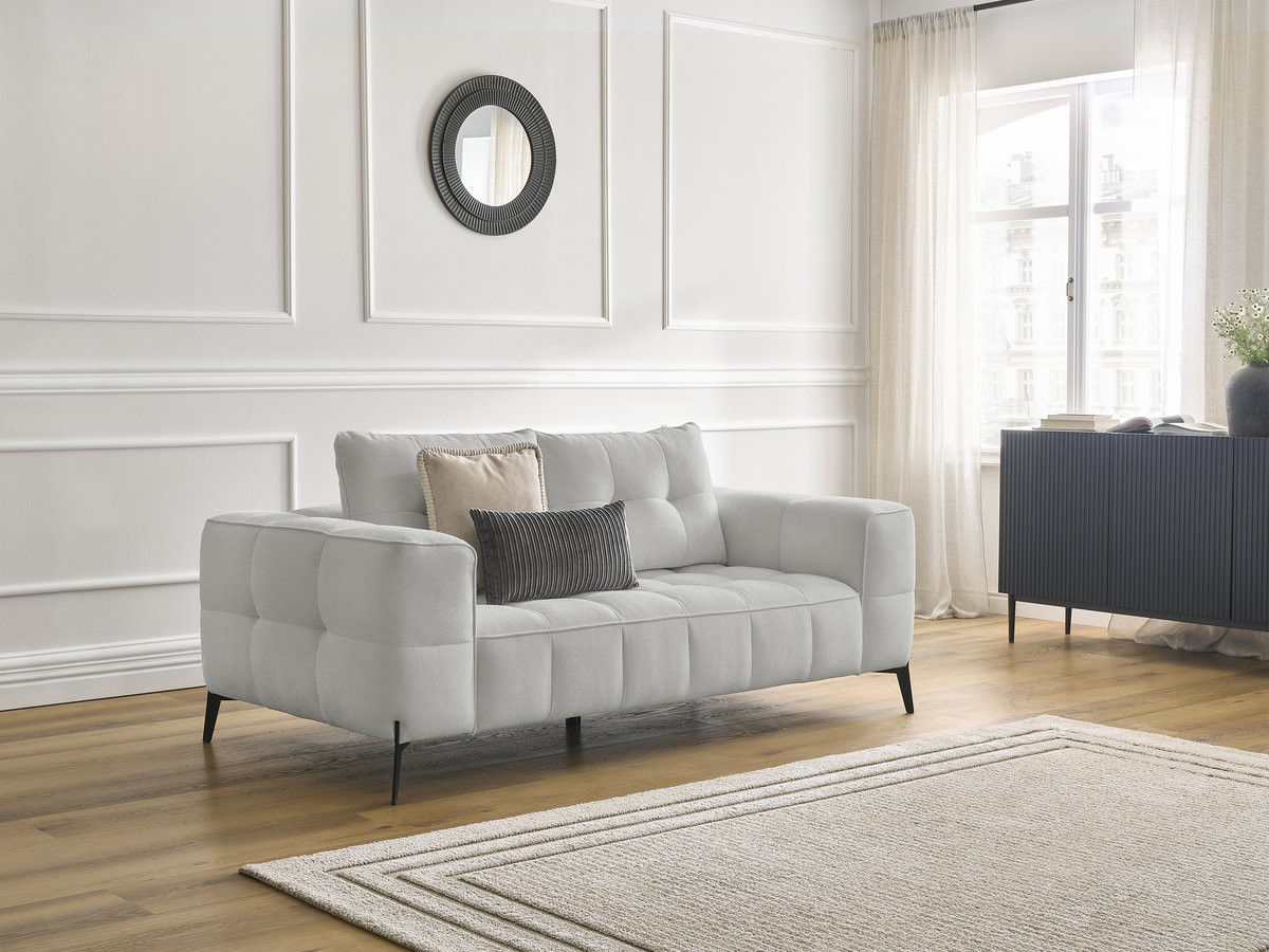 Canapé droit 2 places ANIS texturé gris clair