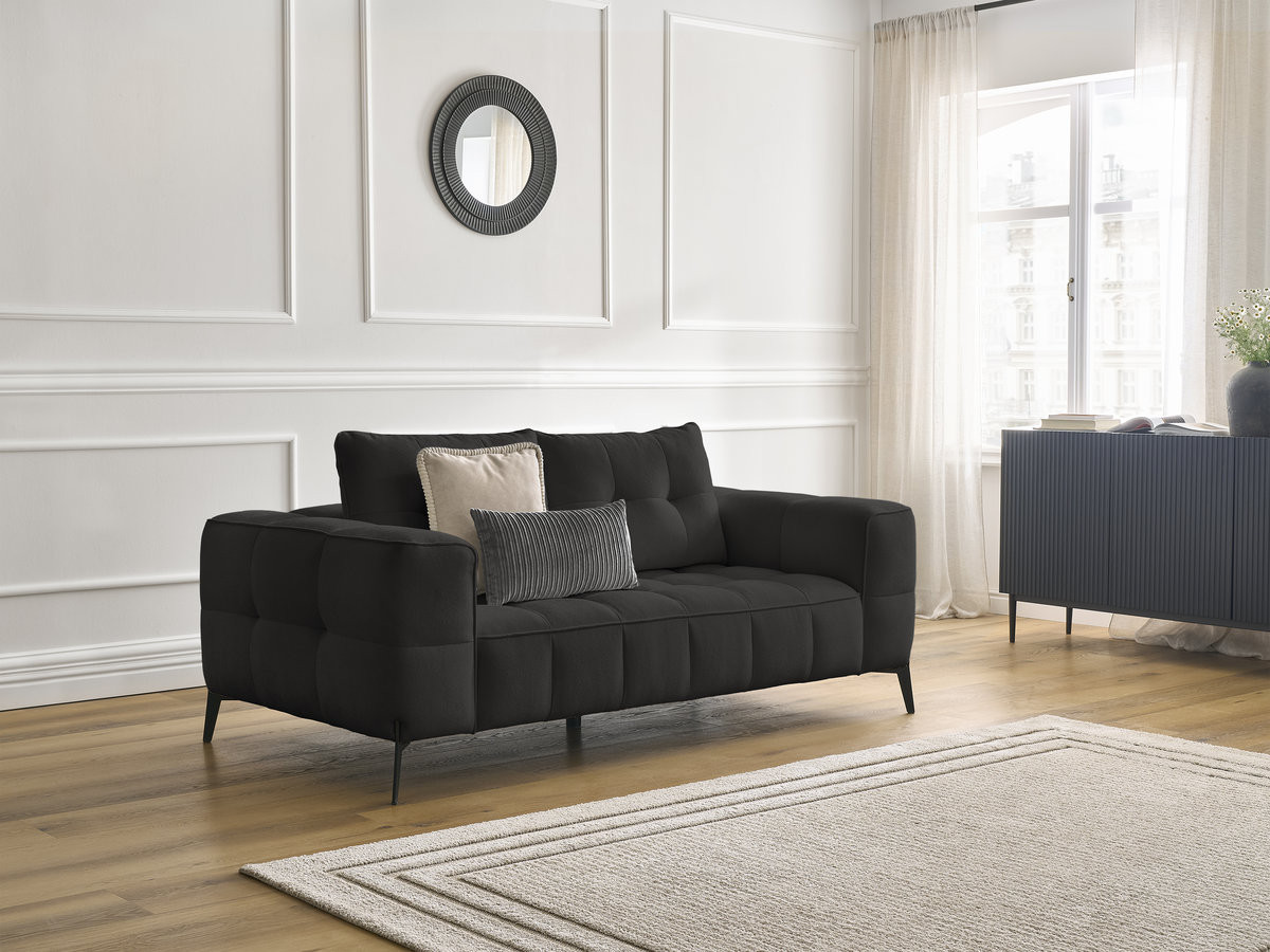 Canapé droit 2 places ANIS texturé noir