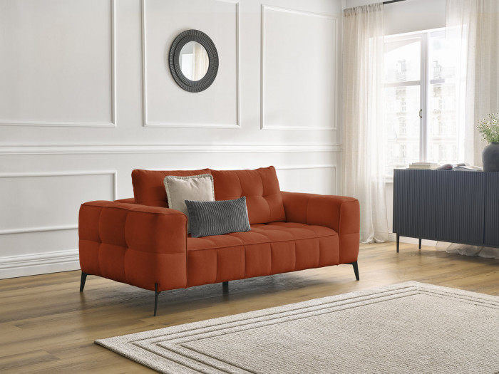 Canapé droit fixe 2 places ANIS tissu texturé