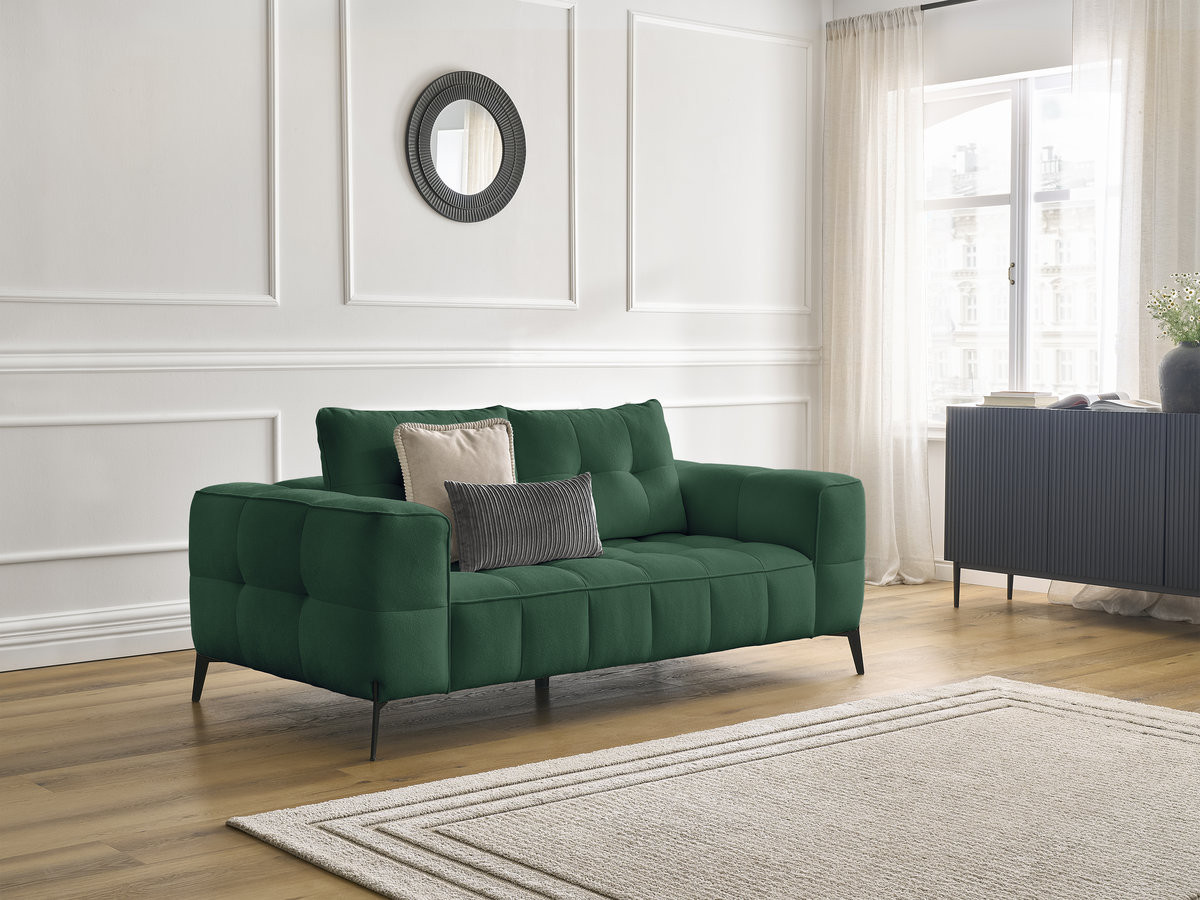 Canapé droit 2 places ANIS texturé vert