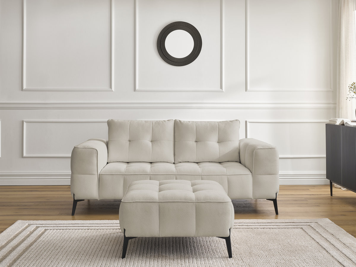 Canapé droit 2 places ANIS texturé avec pouf beige — vue 5