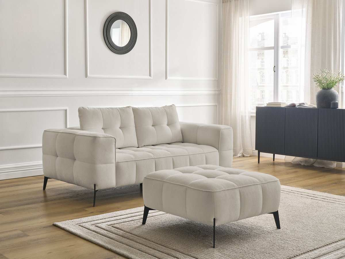 Canapé droit 2 places ANIS texturé avec pouf beige — vue 6