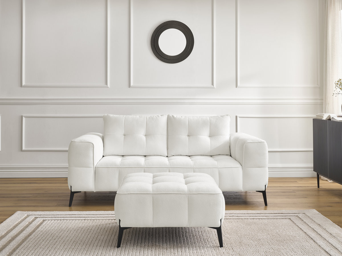 Canapé droit 2 places ANIS texturé avec pouf blanc — vue 5