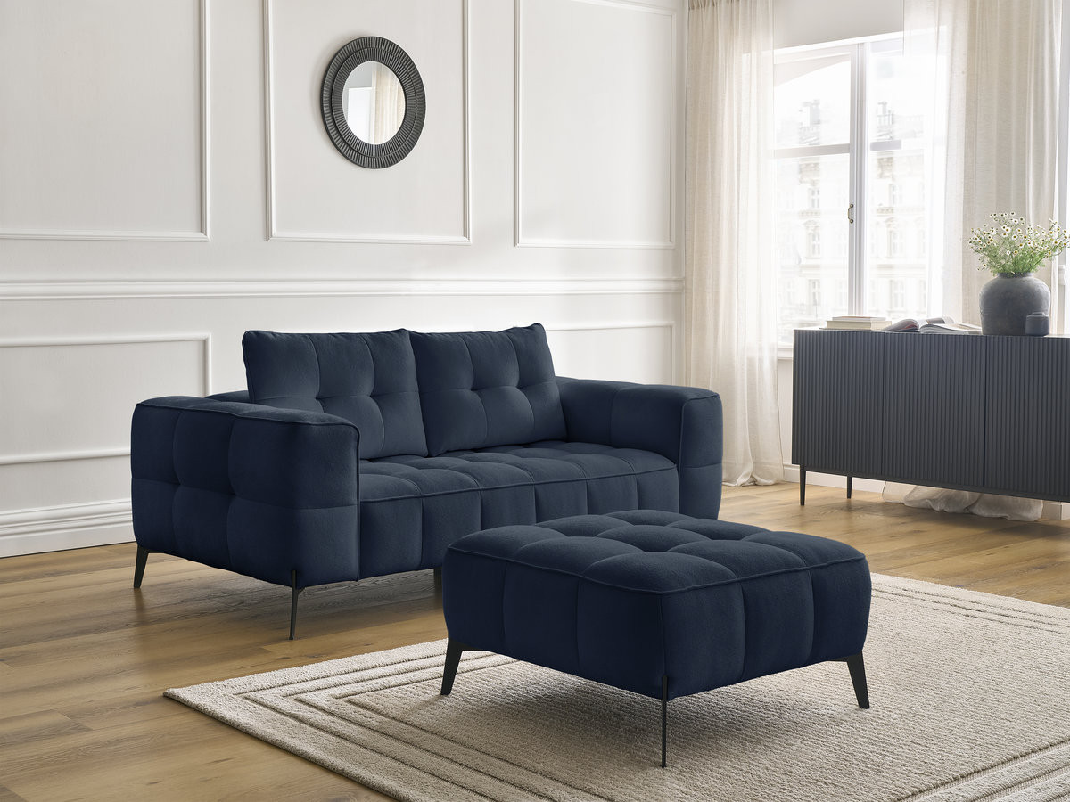 Canapé droit 2 places ANIS texturé avec pouf bleu — vue 6