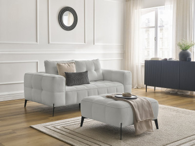 Canapé droit fixe 2 places ANIS tissu texturé avec pouf