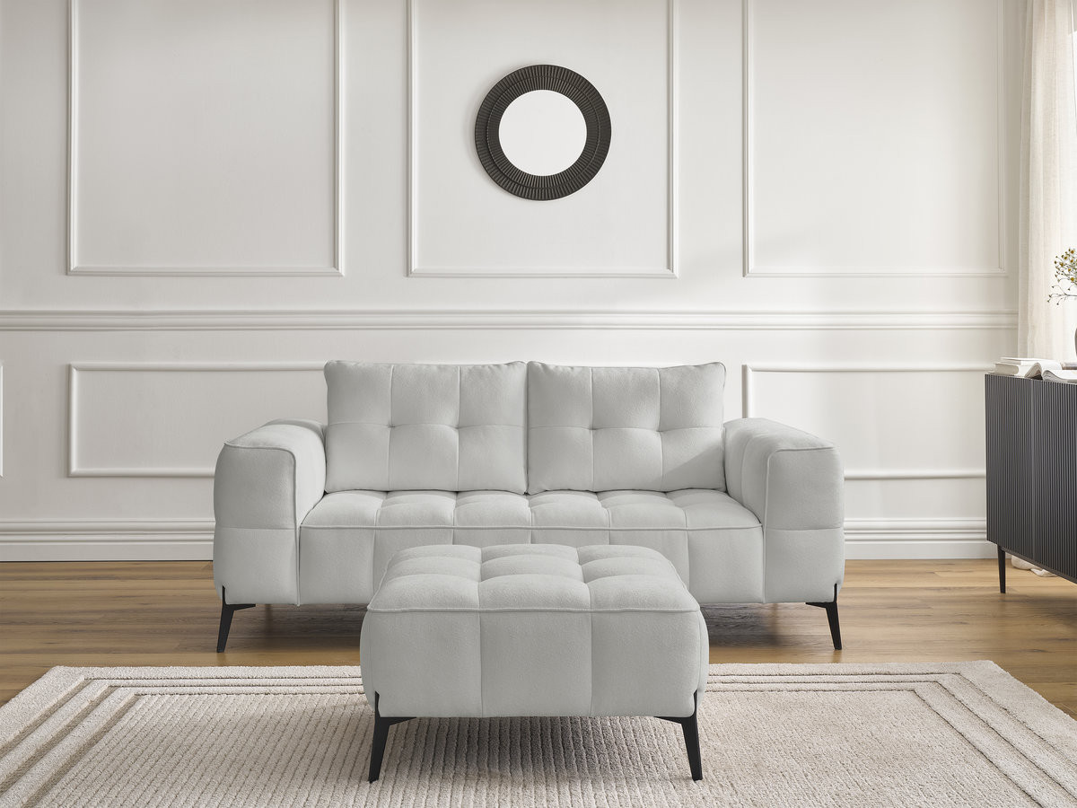 Canapé droit 2 places ANIS texturé avec pouf gris clair — vue 5