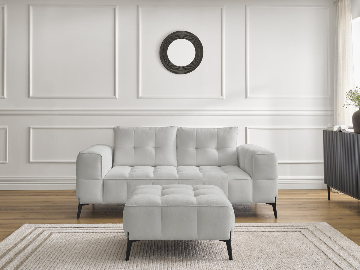 Canapé droit 2 places ANIS texturé avec pouf gris clair — vue 6