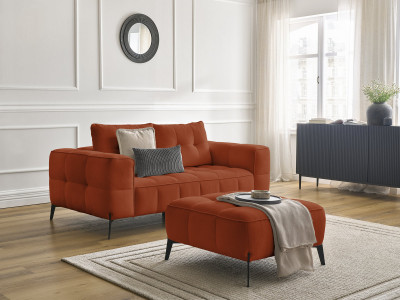 Canapé droit fixe 2 places ANIS tissu texturé avec pouf