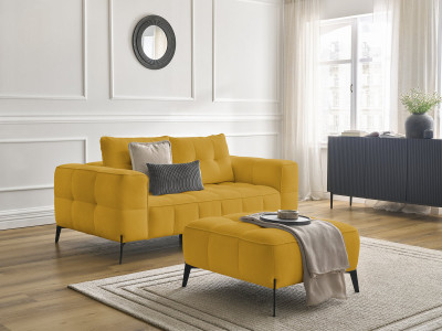 Canapé droit fixe 2 places ANIS tissu texturé avec pouf