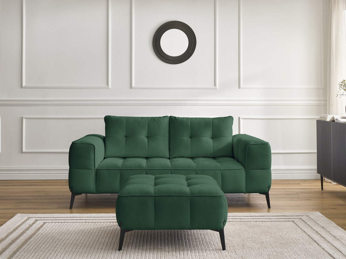 Canapé droit 2 places ANIS texturé avec pouf vert — vue 5