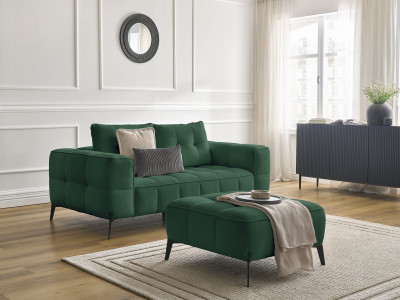 Canapé droit fixe 2 places ANIS tissu texturé avec pouf
