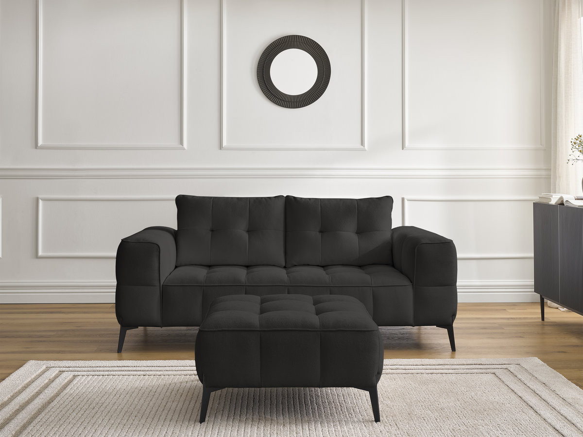 Canapé droit 2 places ANIS texturé avec pouf noir — vue 5