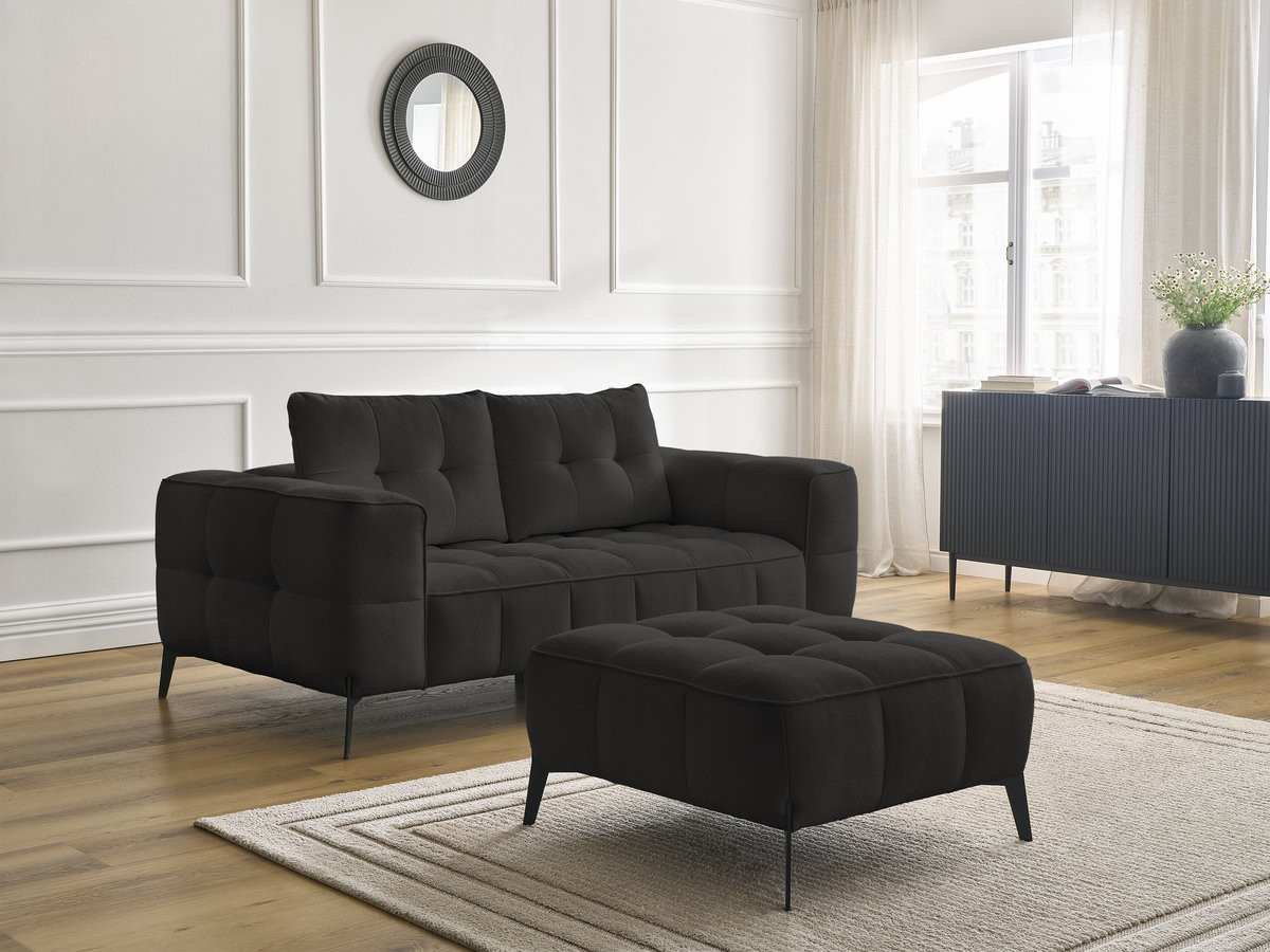 Canapé droit 2 places ANIS texturé avec pouf noir — vue 6