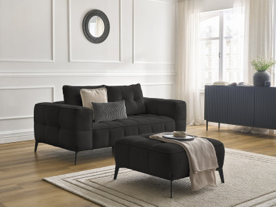 Canapé droit fixe 2 places ANIS tissu texturé avec pouf