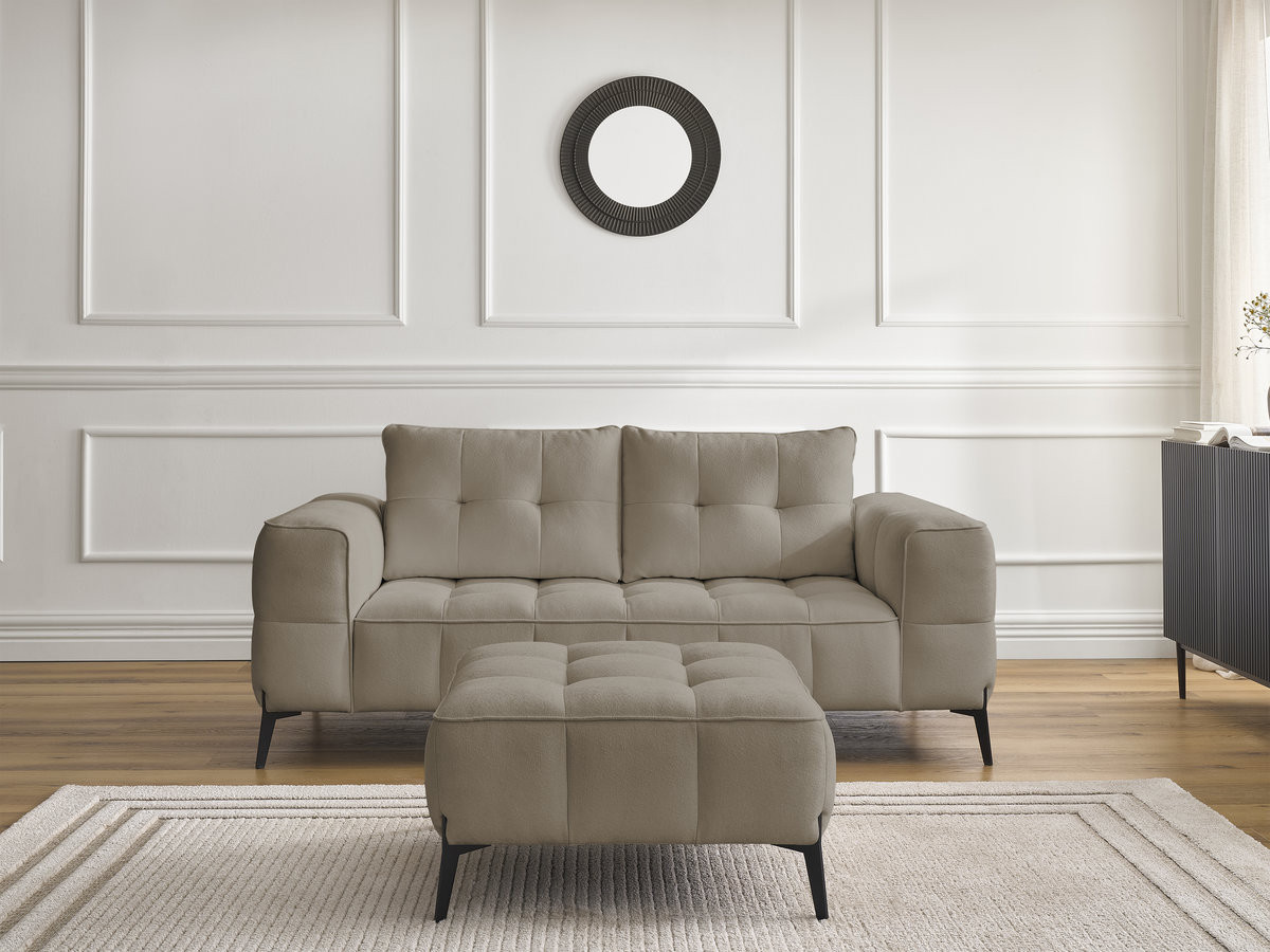 Canapé droit 2 places ANIS texturé avec pouf taupe — vue 5