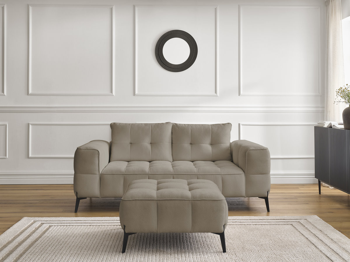 Canapé droit 2 places ANIS texturé avec pouf taupe — vue 6