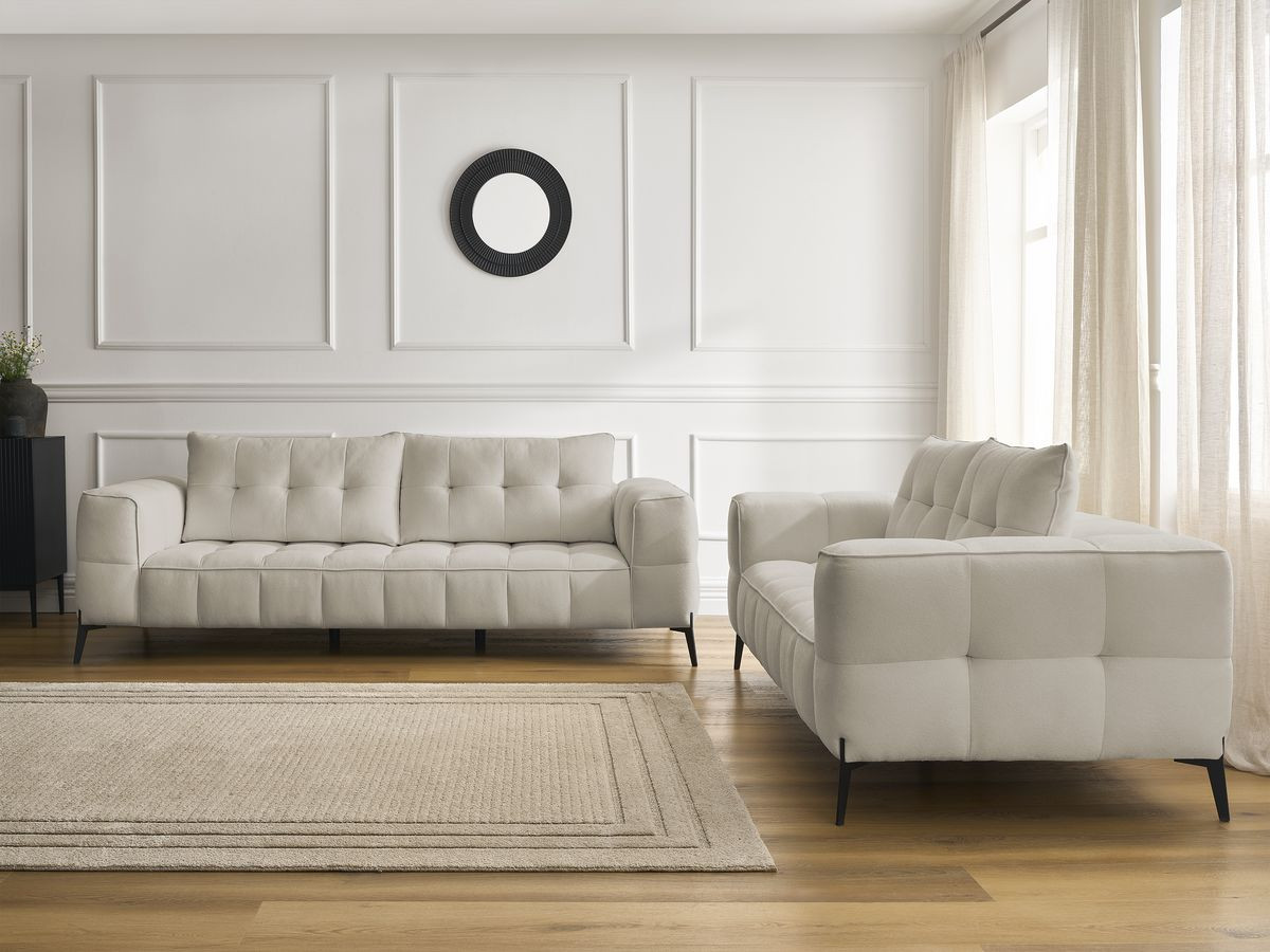 Ensemble canapé droit 3 + 2 places ANIS texturé beige — vue 6