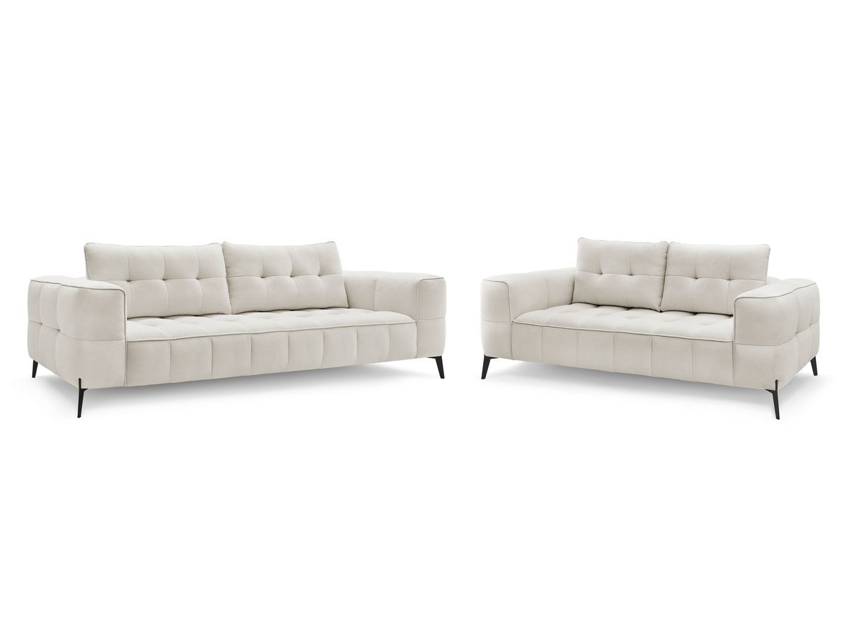 vaste rechte bankset 3 + 2 zitplaatsen anis structuurstof gekleurd beige