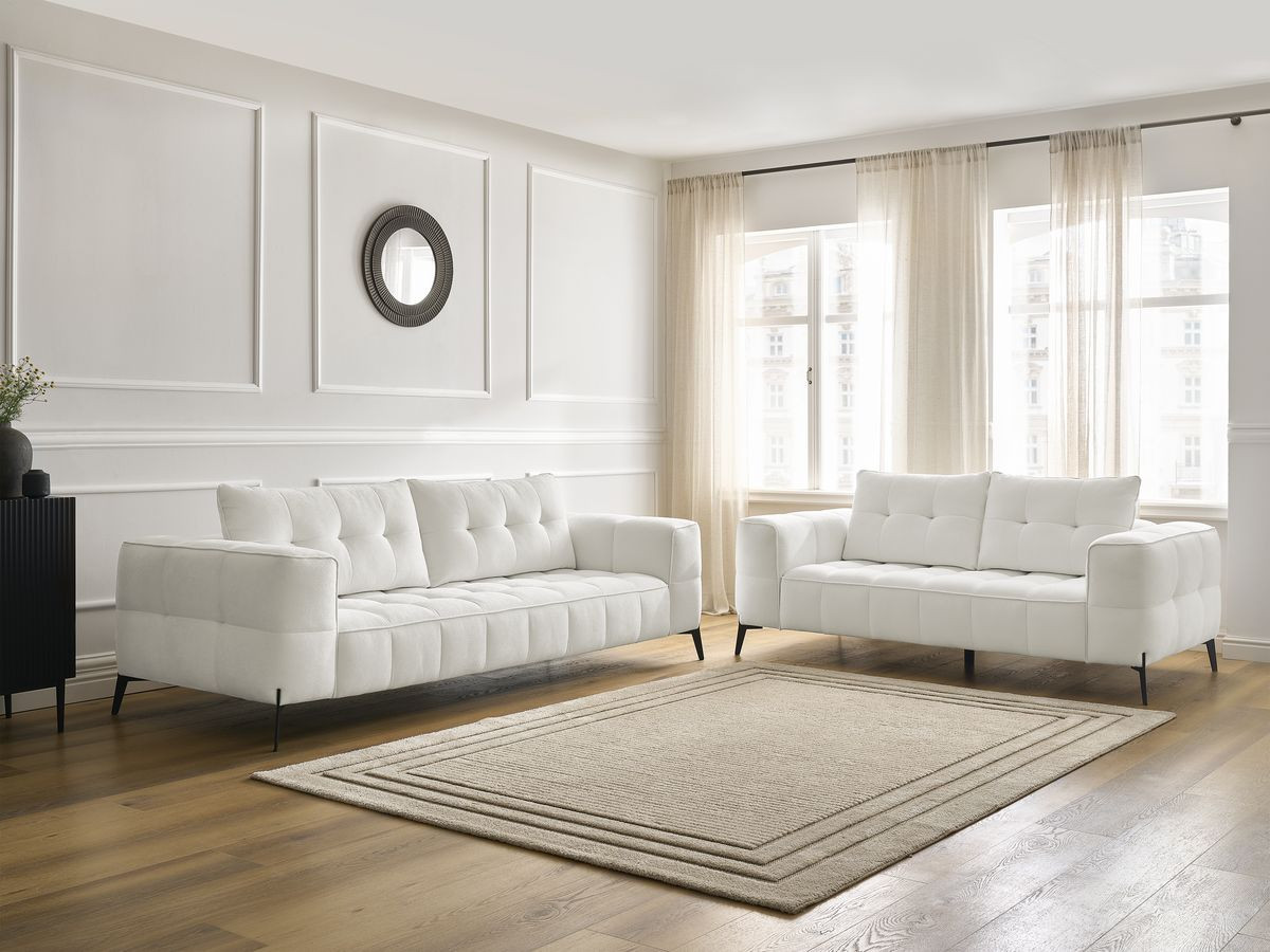 Ensemble canapé droit 3 + 2 places ANIS texturé blanc — vue 6