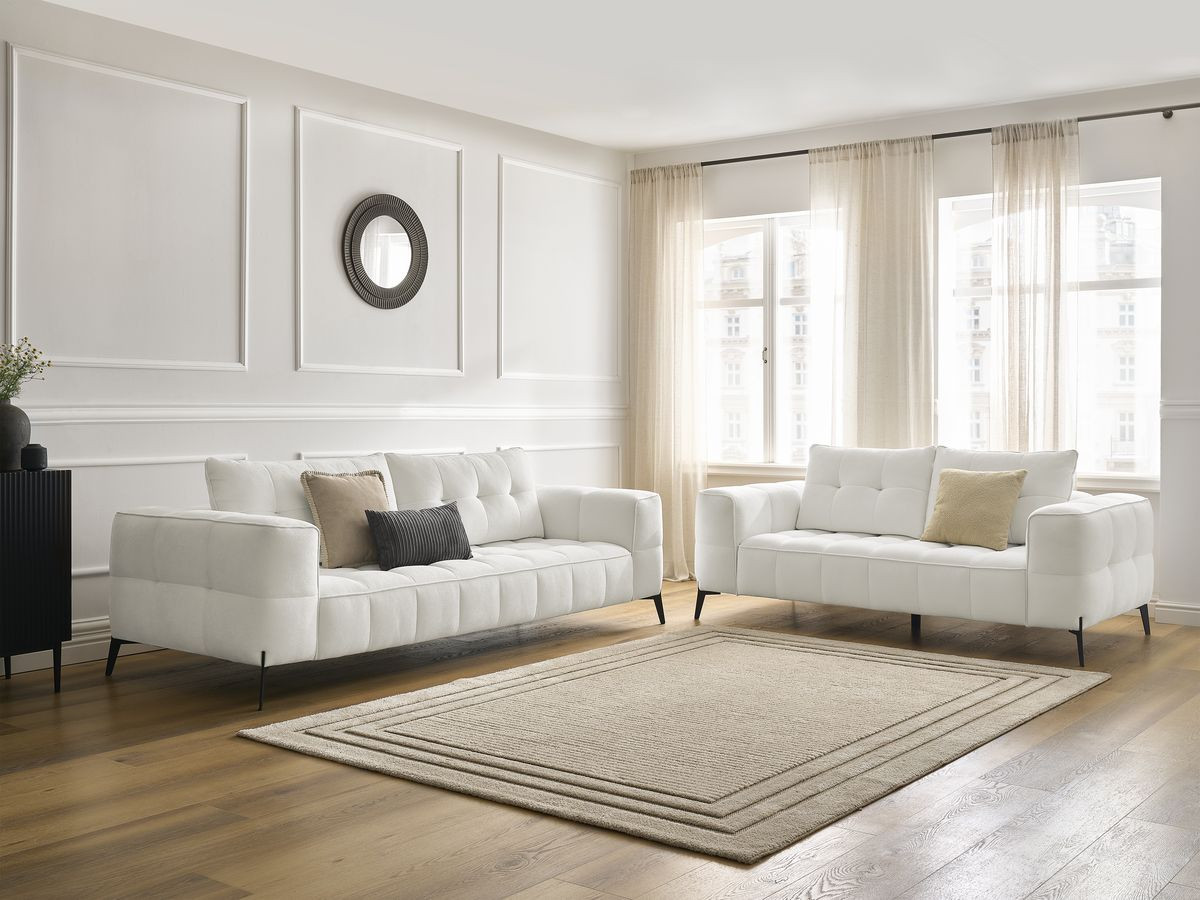 Ensemble canapé droit fixe 3 + 2 places ANIS tissu texturé